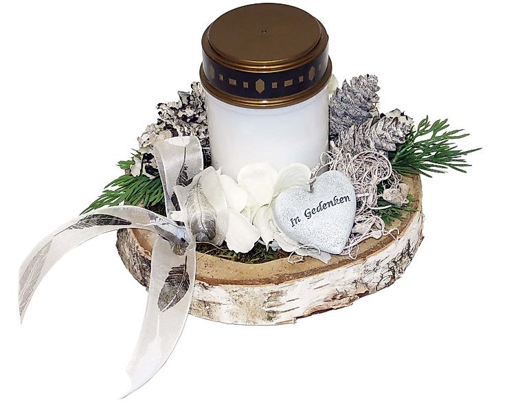 CreaFlor Home Dekokranz Grabschmuck, Handarbeit, weiß, Motiv: Grablicht günstig online kaufen