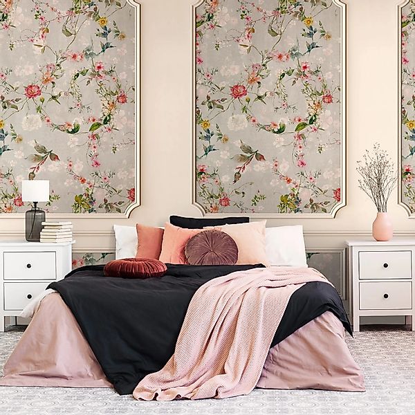 PROFHOME 398471-GU Fototapete 3D Matt Beige Grau Rosa Grün 1,59 m x 2,8 m 0 günstig online kaufen
