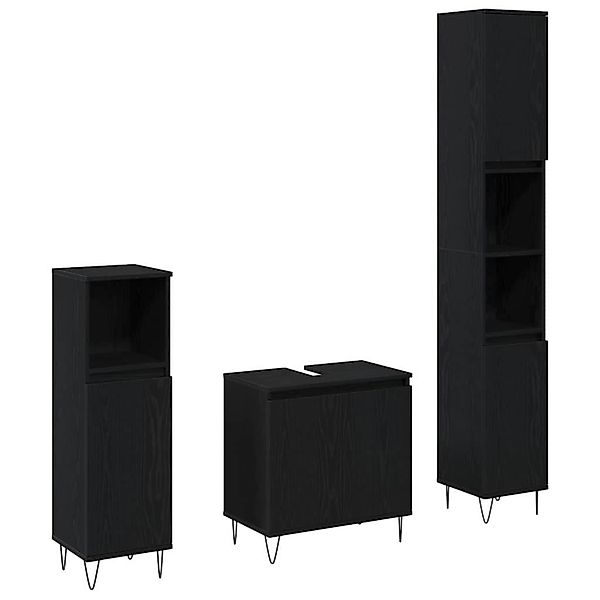 vidaXL Badezimmermöbel-Set 3-Tlg Schwarz Eichen-Optik 30 x 30 x 190 cm 3333 günstig online kaufen