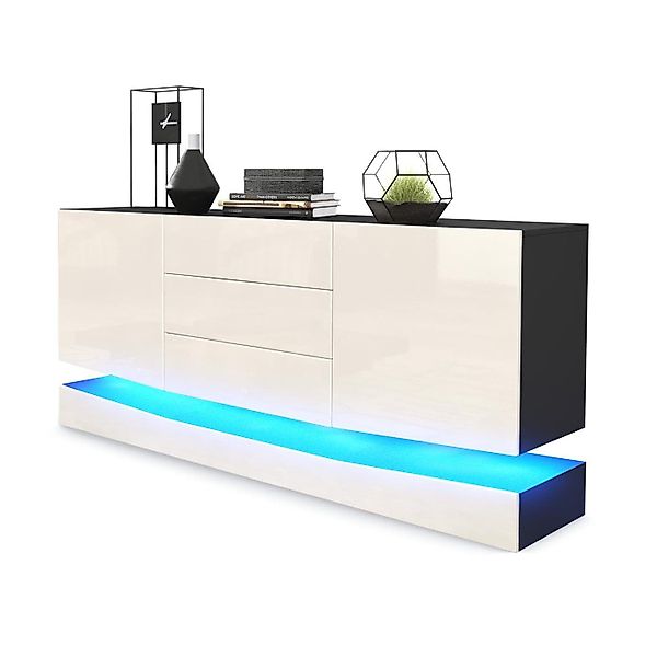Vladon Sideboard City (Kommode mit 2 Türen, und 3 Schubladen inkl. LED-Bele günstig online kaufen