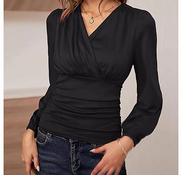 AFAZ New Trading UG Blusentop Damen Frühling V-Ausschnitt Bluse Elegant Wic günstig online kaufen