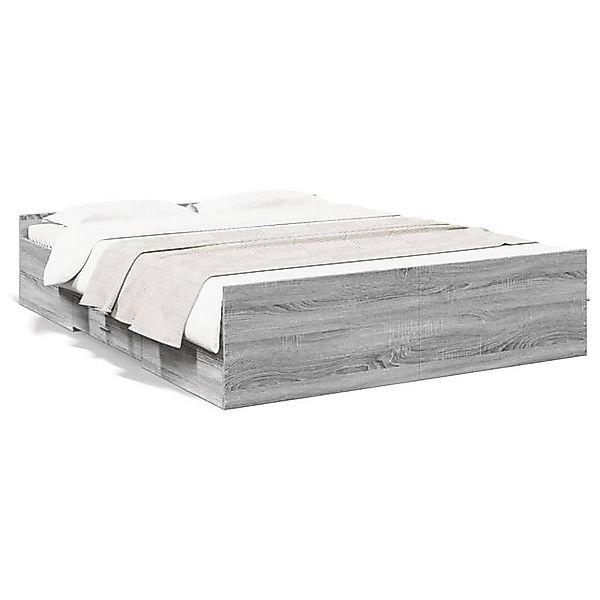 vidaXL Bettgestell, Bettrahmen mit Schubladen Grau Sonoma 150x200 cm Holzwe günstig online kaufen