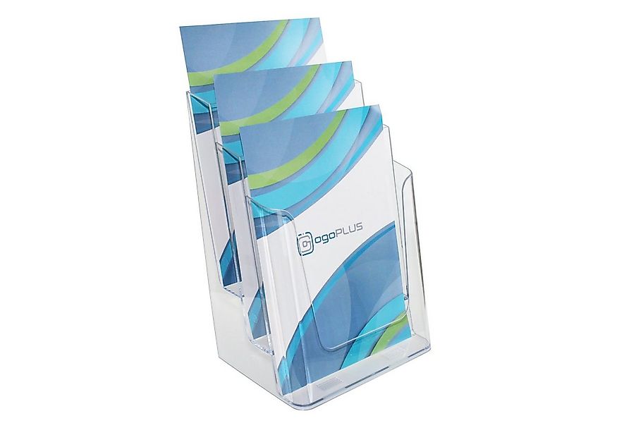 ogoPLUS Zeitungsständer 3 Etagen Prospekthalter Din A4, Flyerständer, Aufst günstig online kaufen