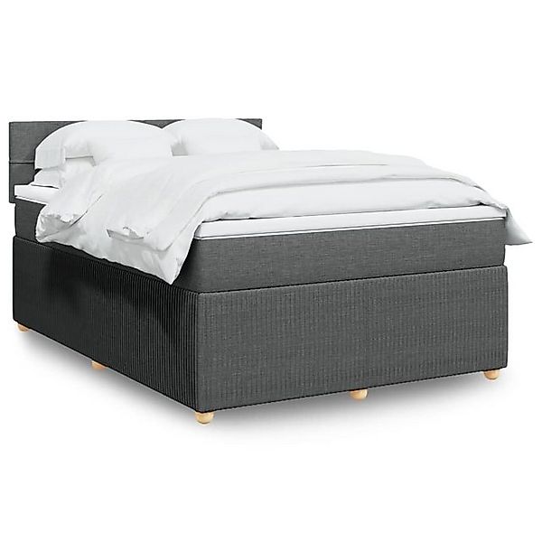 vidaXL Bettgestell Boxspringbett mit Matratze Dunkelgrau 140x200 cm Stoff B günstig online kaufen