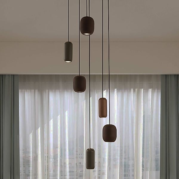 Lucande Hängeleuchte Narion, schwarz/bunt, 6-flammig günstig online kaufen