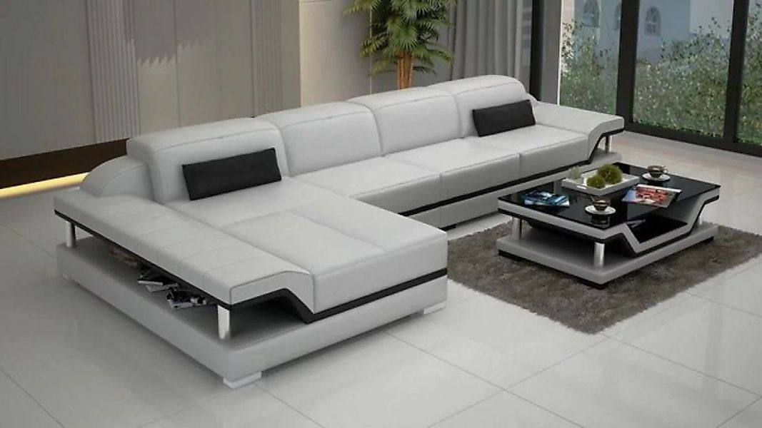 JVmoebel Ecksofa, Design Ecksofa L-form Couch Leder Sofas Weiß Wohnlandscha günstig online kaufen