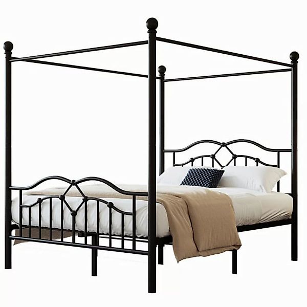 Yorbay Bettgestell Metallbett Himmelbett, Doppelbett, Schwarz, 140x200cm günstig online kaufen