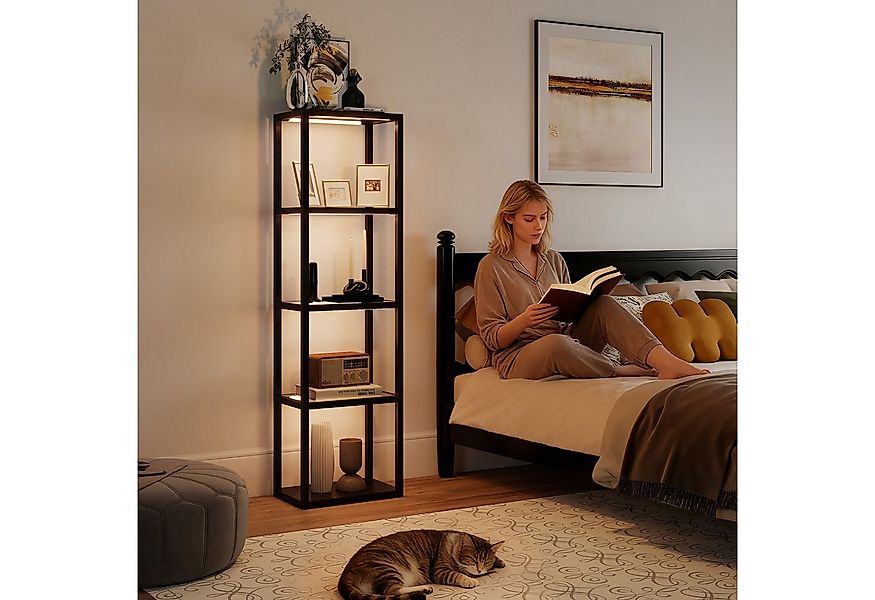 HOMCOM Stehlampe mit Glasregalen, Timer, LED fest integriert, 4-Ebenen-LED- günstig online kaufen