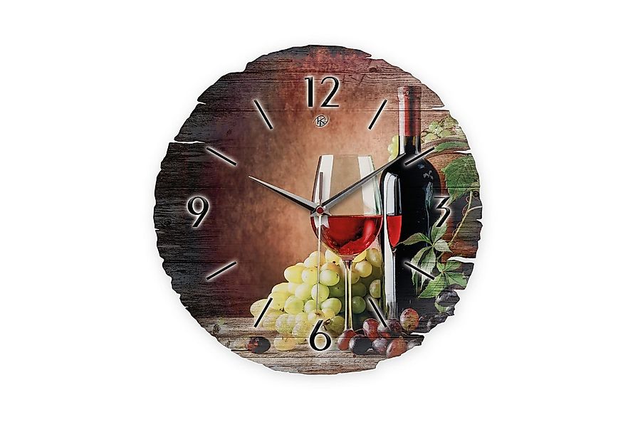 Kreative Feder Wanduhr Wanduhr "Wein & Trauben" aus Naturholz (ohne Ticken, günstig online kaufen