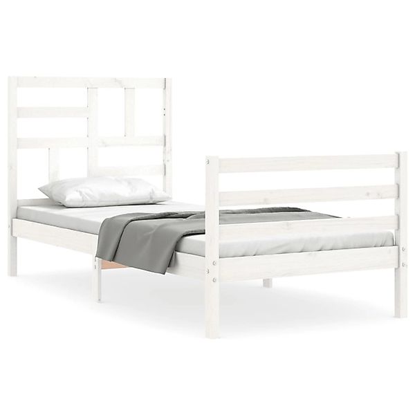 vidaXL Massivholzbett mit Kopfteil Weiß 3194862 günstig online kaufen