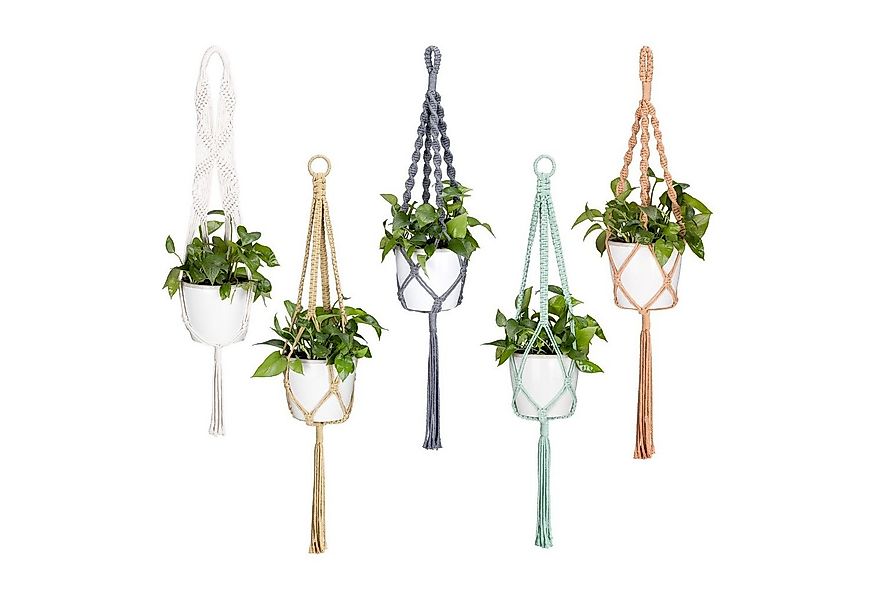 Navaris Dekohänger 5x Makramee Pflanzenaufhänger - ca. 100cm - Blumentopf H günstig online kaufen