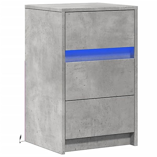 vidaXL Nachttisch mit LED-Leuchten Betongrau Holzwerkstoff 852015 günstig online kaufen