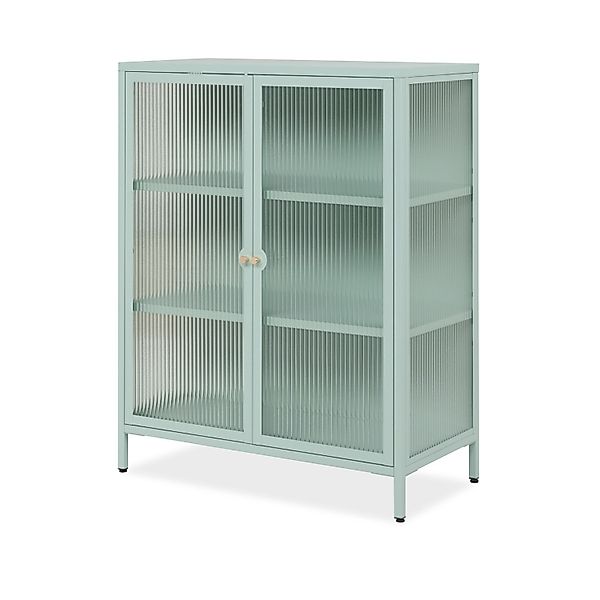 Furn.Design Vitrine Metall Mintgrün 80 x 102 cm 2-türig 3 Fächer Maram günstig online kaufen