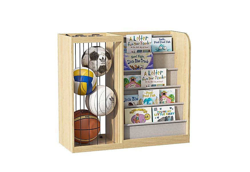 radelldar Kinderregal 2 in 1 Ball Lagerregal, Bücherregal Kinder, Holz mit günstig online kaufen