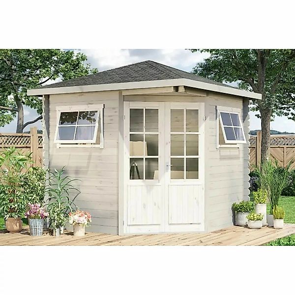 Alpholz 5-Eck Gartenhaus Sunny-B Spitzdach Unbehandelt 230 cm x 224 cm günstig online kaufen