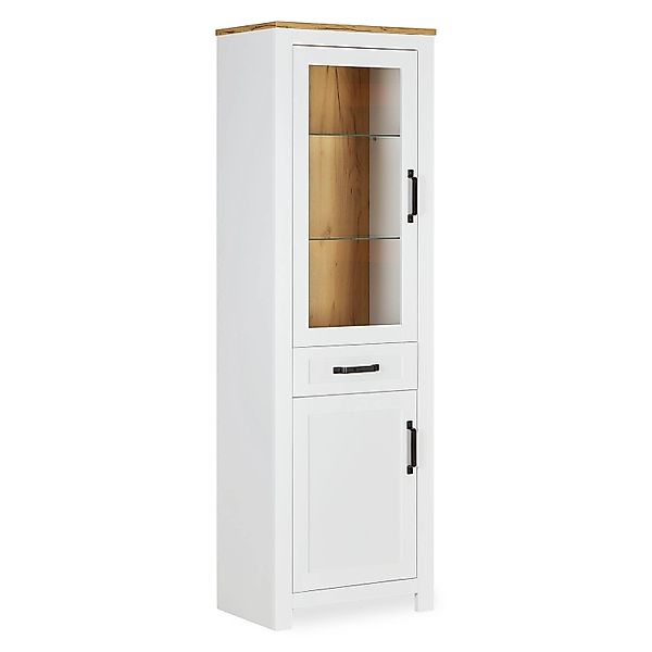 Homestyle4u Vitrine Highboard Weiß Kommode Wohnzimmerschrank Holz Eiche günstig online kaufen