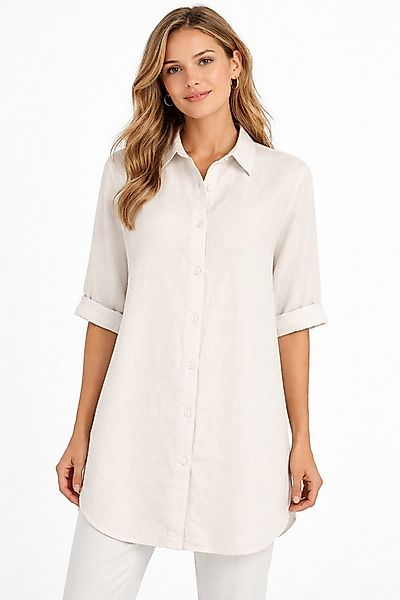 Eight2Nine Hemdbluse Damen Leinen Bluse atmungsaktiv Tunika Sommer langeblu günstig online kaufen