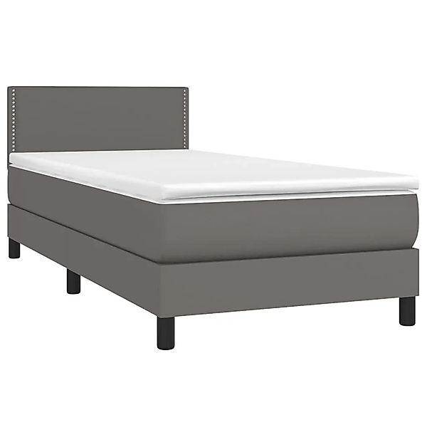 vidaXL Boxspringbett mit Matratze & LED Grau 80x200 cm Kunstleder 3134133 günstig online kaufen