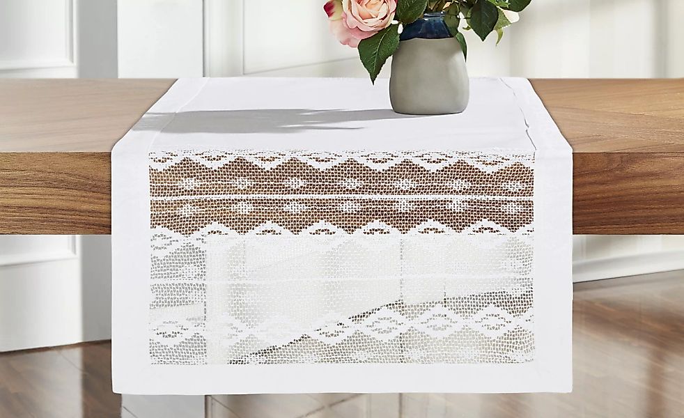 LAVIDA Tischläufer - weiß - 100% Baumwolle - 40 cm - Sconto günstig online kaufen