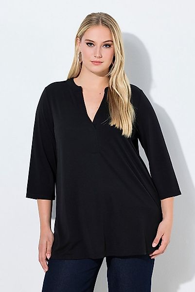 Ulla Popken Longshirt Tunika-Shirt A-Linie Tunika-Ausschnitt 3/4-Arm günstig online kaufen