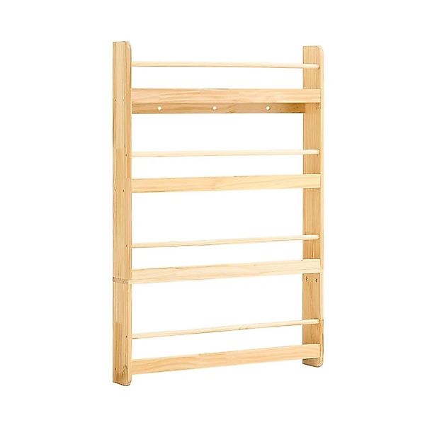 SoBuy Bücherregal Wandregal Kinderregal Hängeregal mit 4 Ablagen Natur 80x1 günstig online kaufen