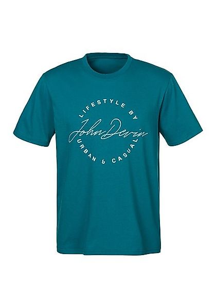 John Devin T-Shirt Rundhalsshirt mit Print aus reiner Baumwolle günstig online kaufen
