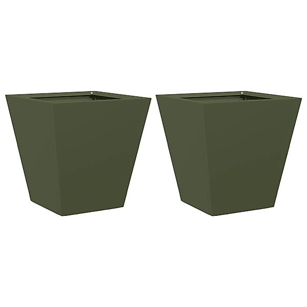 vidaXL Pflanzkübel 2 Stk Olivgrün 30x30x30 Stahl 851045 günstig online kaufen