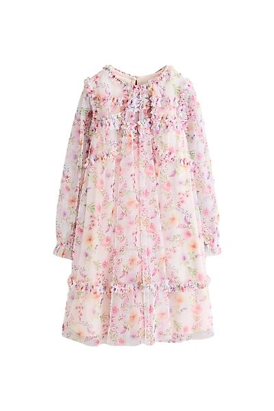 Next Partykleid Elegantes Mesh-Rüschenkleid mit langen günstig online kaufen