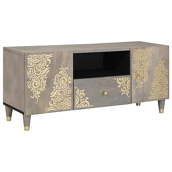 vidaXL TV-Schränk mit Regal Grau 105 x 33 x 46 cm Massivholz Mango 4018786 günstig online kaufen