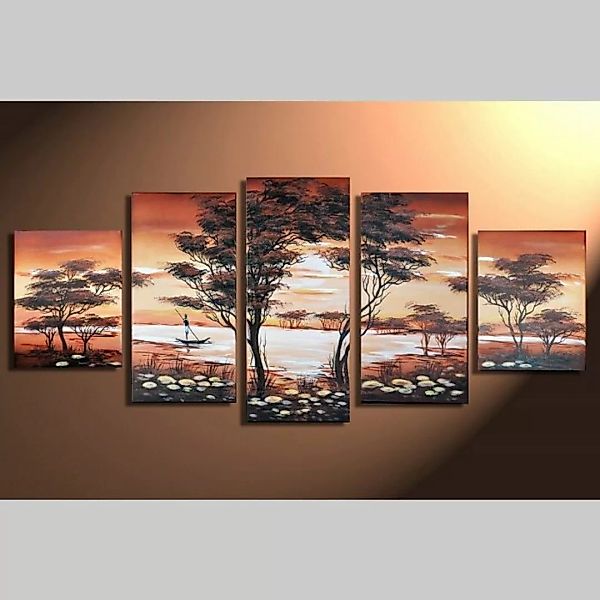 5 Leinwandbilder AFRIKA Life (1) 150 x 70cm Handgemalt günstig online kaufen