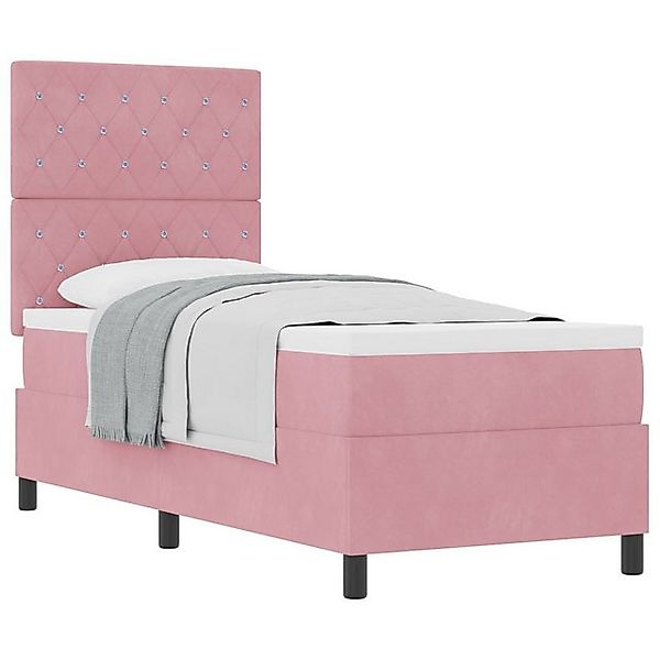 vidaXL Bett Boxspringbett mit Matratze Rosa 80x200 cm Samt (1-tlg) günstig online kaufen