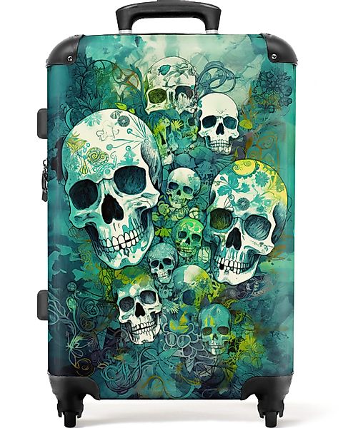 NoBoringSuitcases.com© Hartschalen-Trolley Totenkopf - Aquarell - günstig online kaufen