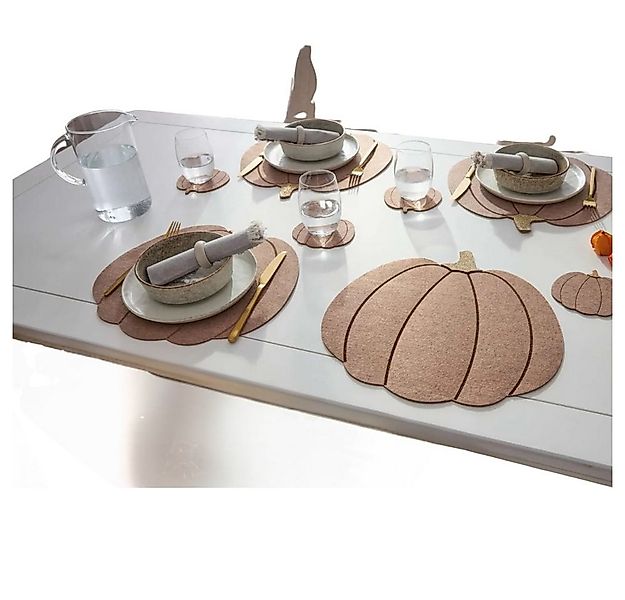 Home-trends24.de Platzset Tischset Kürbis Filz Herbst Deko Platzmatte Set 8 günstig online kaufen