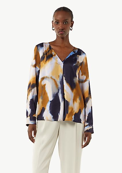 comma Langarmbluse Bluse Satinbluse aus reiner günstig online kaufen