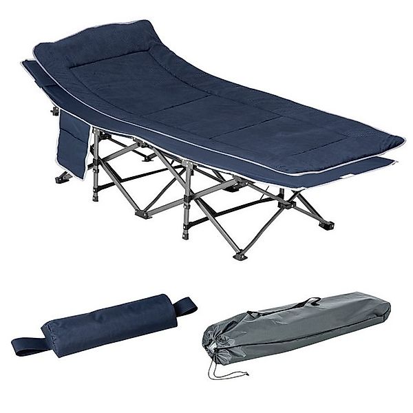 Outsunny Feldbett klappbares Klappbett (Campingbett mit Kopfkissen, Seitent günstig online kaufen