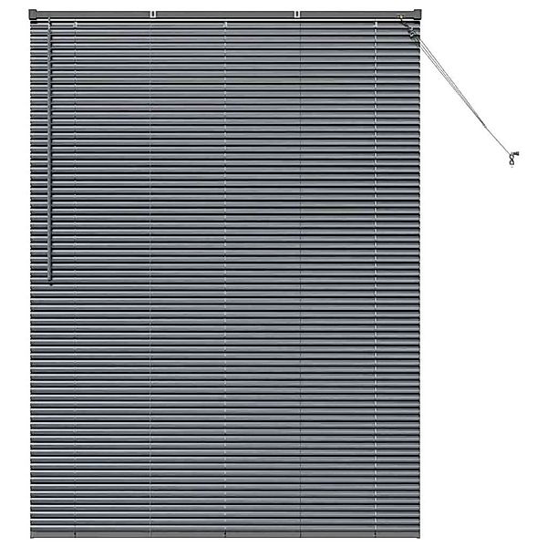 vidaXL Fensterjalousie mit Vorhängen Dunkelgrau Aluminium 42006077 günstig online kaufen