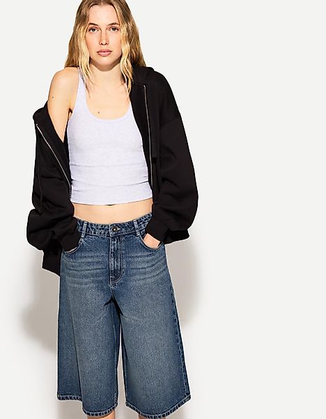 Bershka Jeans-Bermudashorts Im Baggy-Stil Damen 42 Blau günstig online kaufen