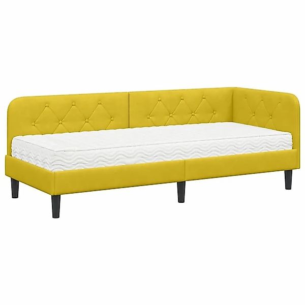 vidaXL Eckbettgestell mit Matratze mit Kopfteil Gelb 80 x 200 cm Samt 33941 günstig online kaufen