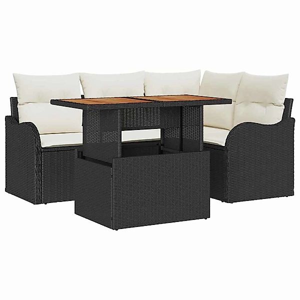 vidaXL 5-Teiliges Garten Sofa Set mit Kissen Schwarzes Poly Rattan 3358189 günstig online kaufen