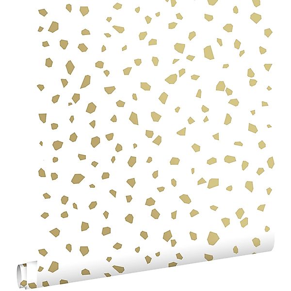 ESTAhome Tapete Terrazzo-Motiv Weiß und Gold 53 cm x 10.05 m günstig online kaufen