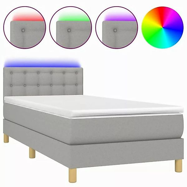 vidaXL Boxspringbett Boxspringbett mit Matratze LED Hellgrau 100x200 cm Sto günstig online kaufen