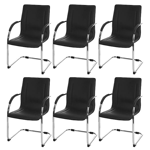 PROREGAL Konferenzstuhl 6er-Set Sammy 93x56x56cm Sitzhöhe 47cm Stahl Schwar günstig online kaufen