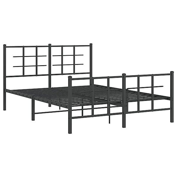 vidaXL Bettgestell mit Kopfteil und Fußteil Metall Schwarz 135x190 cm 35557 günstig online kaufen