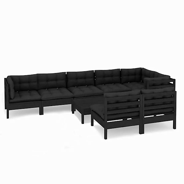 9-tlg. Garten-lounge-set Mit Kissen Schwarz Massivholz Kiefer günstig online kaufen