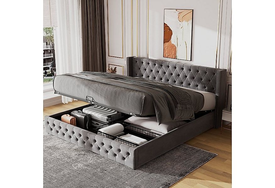 Flieks Polsterbett, Samt Hydraulisches Funktionsbett Doppelbett 180x200cm günstig online kaufen