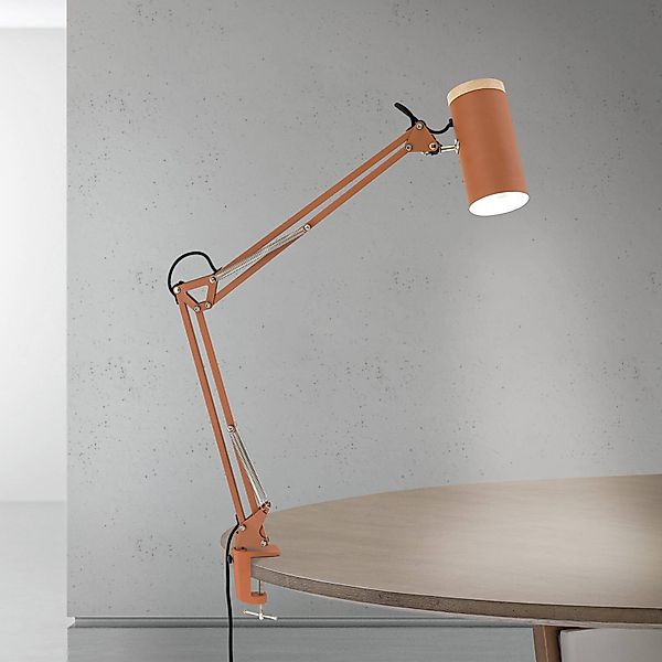 Tischleuchte Gili, korallenrot, Klemme, Stahl, Höhe 75cm E27 günstig online kaufen