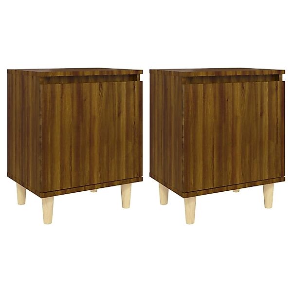 vidaXL Nachttische 2 Stk Massivholz-Beinen Braun Eiche 40x30x50cm Modell 1 günstig online kaufen