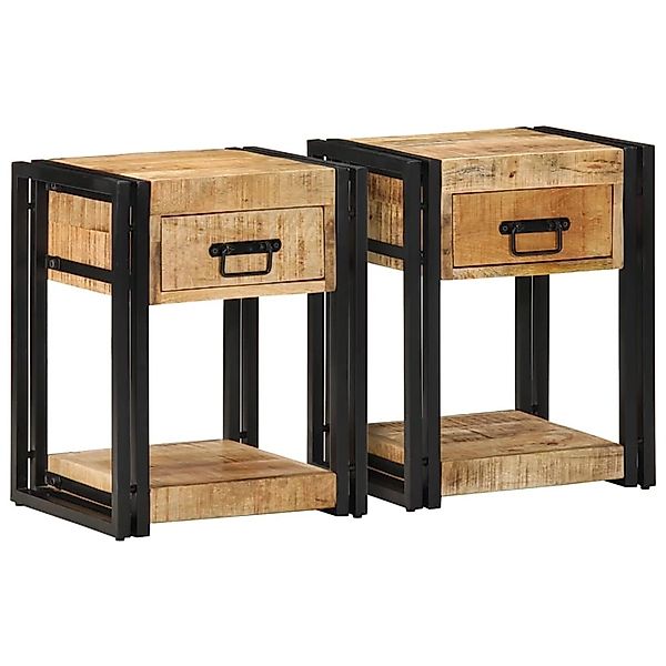 vidaXL Nachttische 2 Stk, 40x35x50 cm Raues Massivholz Mango 4016689 günstig online kaufen