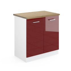 Vicco Spülenunterschrank R-Line, Rot Hochglanz/Weiß, 80 günstig online kaufen