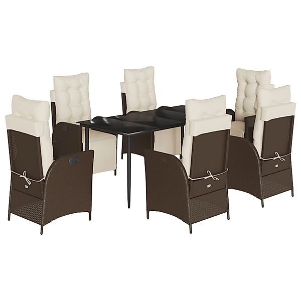 vidaXL 7-Tlg Garten-Essgruppe mit Kissen Braun Poly Rattan 3213410 günstig online kaufen
